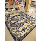 Colcha De Hilo Jacquard Leonora Premium Matrimonial Amplia Violeta Oscuro Ban Morado/beige