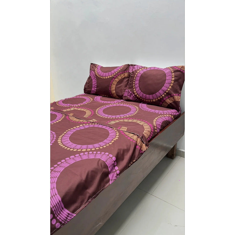 Juego De Sabana Matrimonial Leonora Tacto Suave Y Fresco Violeta Circular Pop