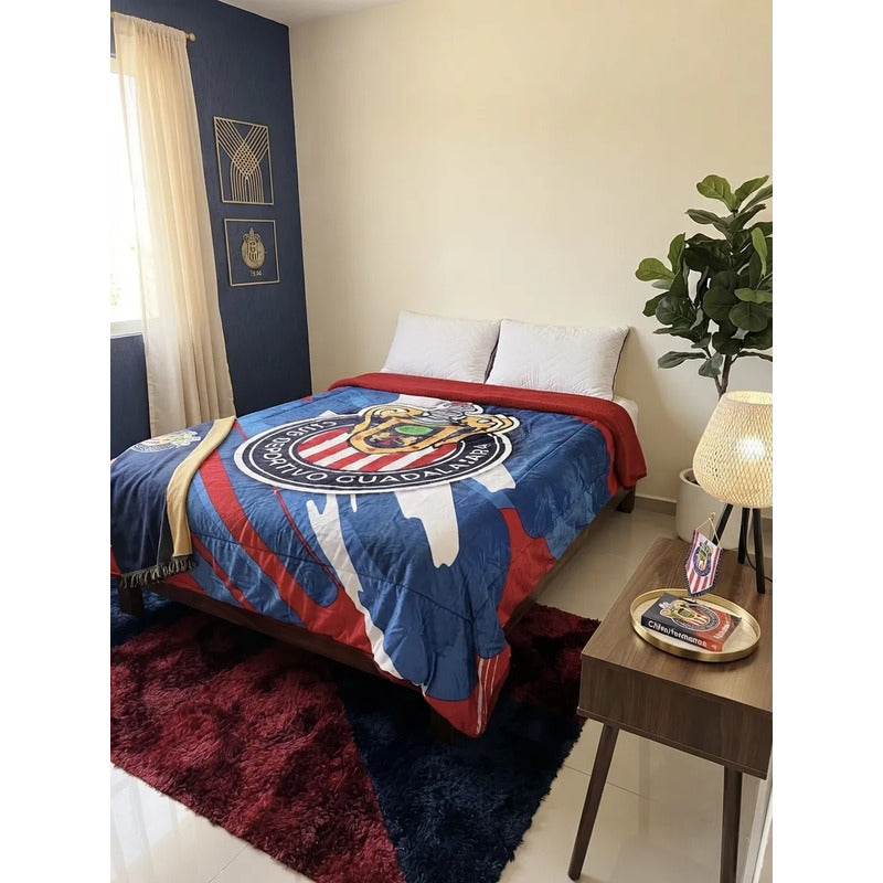 Cobertor Jumbo Providencia Borrega De Las Chivas Chivas Pinceleado 2690 Kg Rojo