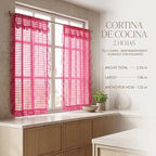 Juego De Cortinas 2 Paneles 2.50x1.95 De Ventana Transparent Rosa Fuerte