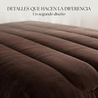 Edredón Matrimonial Acolchado Doble Vista Textura Térmica Marrón Obscuro Piel De Conejo