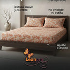 Juego De Sabana Matrimonial 100% Algodón Suaves Y Frescas Naranja Floresta Naranja