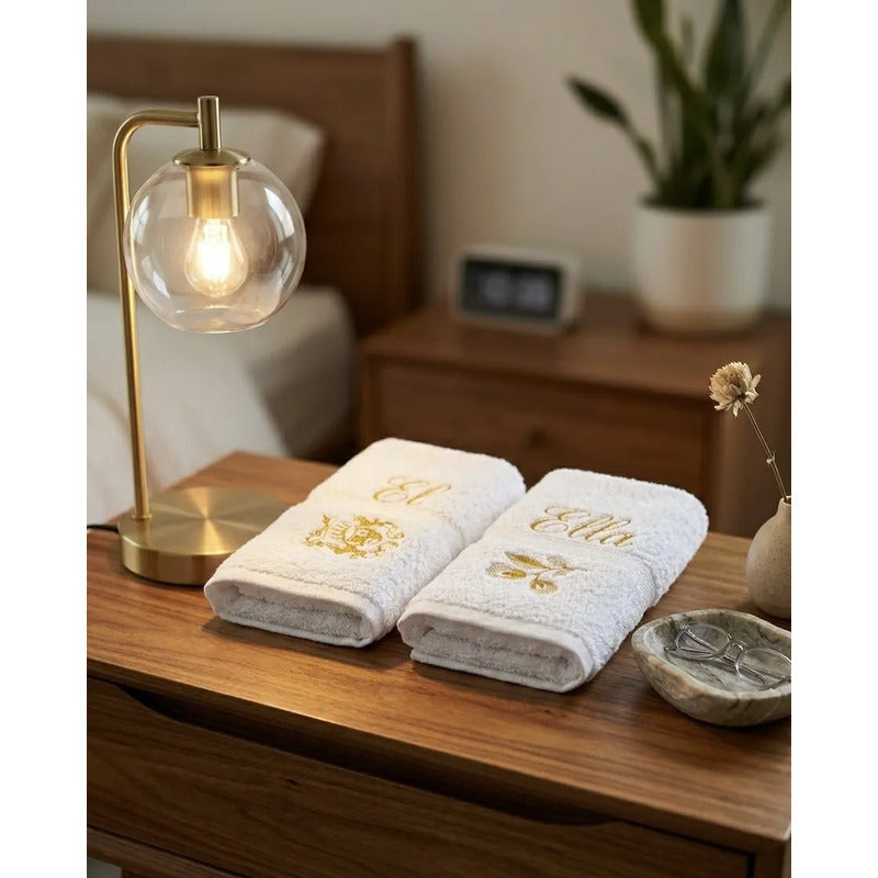 Juego De Toalla Premium De Lujo, Textura Ultra Suave Diseño Blanco Bordado Personalizado El Y Ella Máxima Absorción