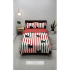 Edredón Premium Duvet Dos Vistas Matri Con Relleno Incluido Rojo Gato Patitas Rayas Algodón Alta Densidad