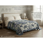 Colcha De Hilo Jacquard Leonora Premium Matrimonial Amplia Azul Acero Ban Azul/turquesa