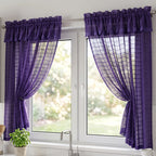 Juego De Cortinas 2 Paneles 2.50x1.95 De Ventana Transparent Violeta