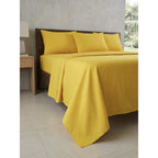Juego De Sabanas King Size Leonora Percal Algodón 144h Lisas Amarillo Amarillo Liso