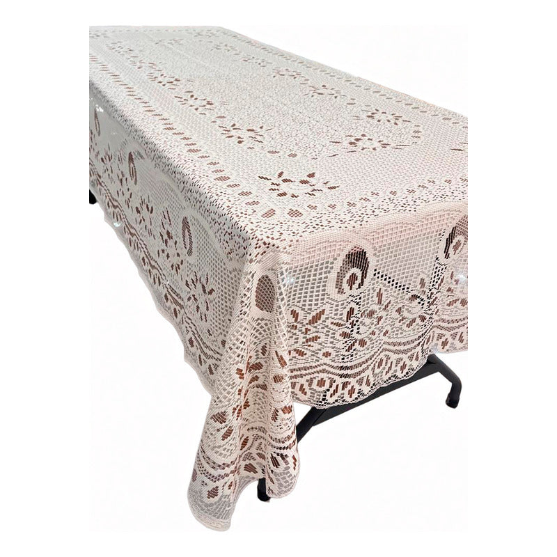 Mantel Calado Leonora 1.5×2.5 M | Elegancia Total Marrón Claro Calado Cafe
