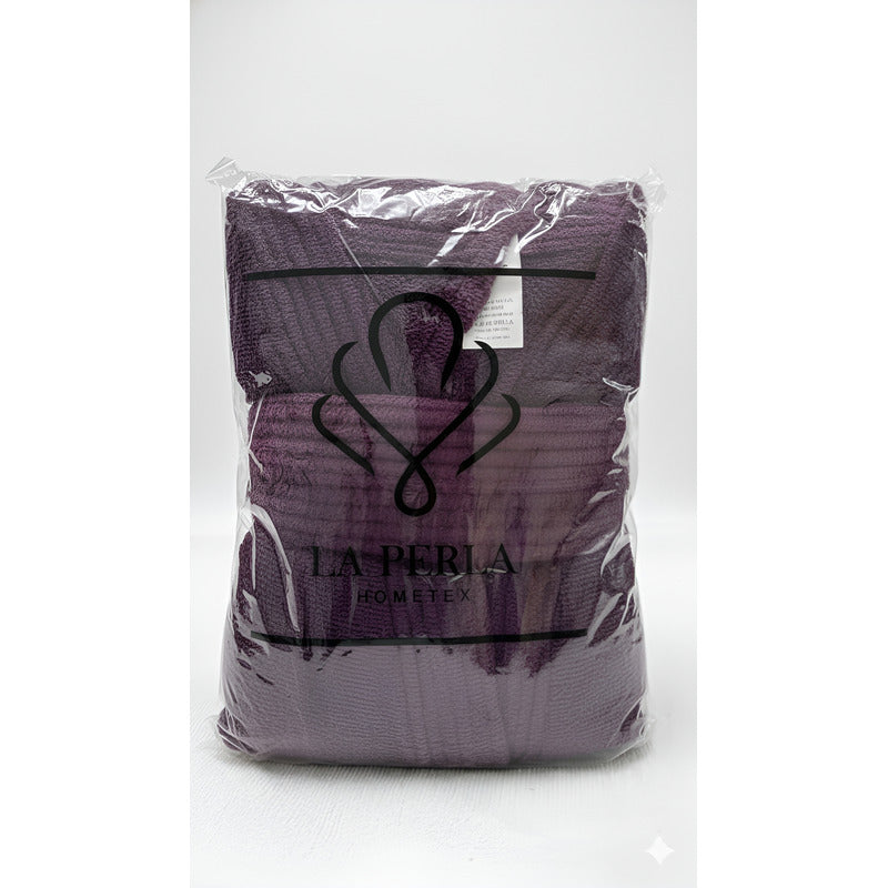 Bata De Baño Leonora Rasurada 100% Algodón Super Absorbente Violeta Morado M-l