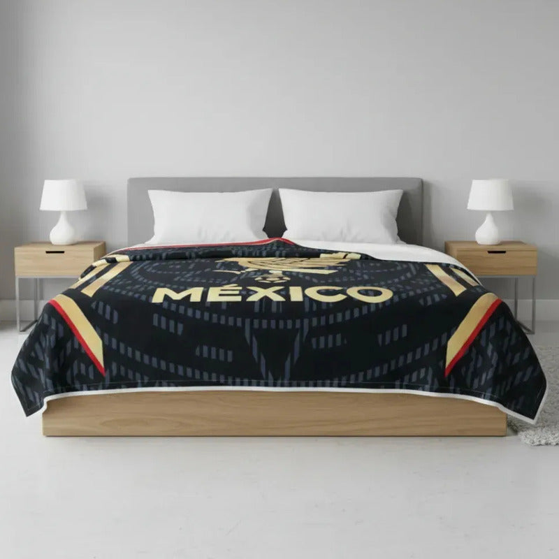 Frazada Divertidos Diseños Tela Polar Cobija Suave 220x180cm Color Selección Mexicana Fútbol Liso
