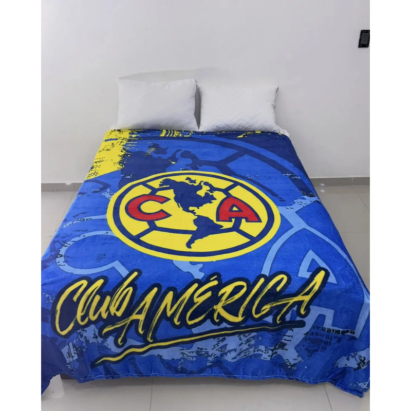 Frazada Providencia De Equipos Matrimonial Super Calientita América Escudo Azul Acero