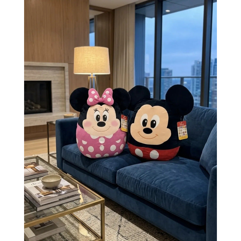 Almohada Providencia Abrazable Pack De Mickey Y Minnie Suave Negro
