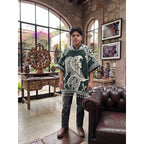 Jorongo Poncho Gaban Afelpado Unitalla Artesanal Grande Verde Guerrero Aguila 1mx1m