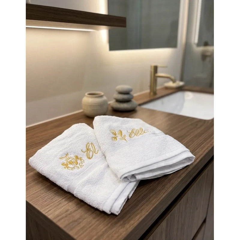 Juego De Toalla Premium De Lujo, Textura Ultra Suave Diseño Blanco Bordado Personalizado El Y Ella Máxima Absorción