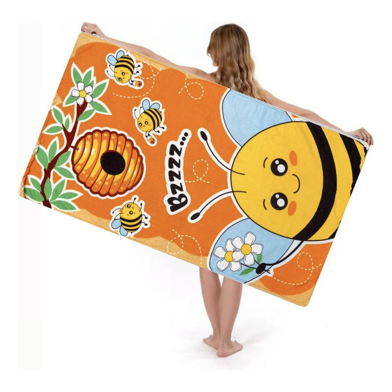 Toalla De Mano Microfibra Leonora. Set De 6 Toallas 110x60cm Naranja Abejita Bzzz