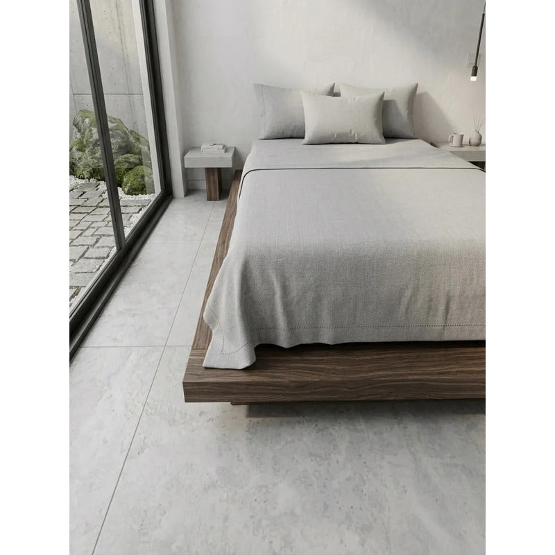 Juego De Sabanas King Size Leonora Percal Algodón 144h Lisas Gris Gris Liso