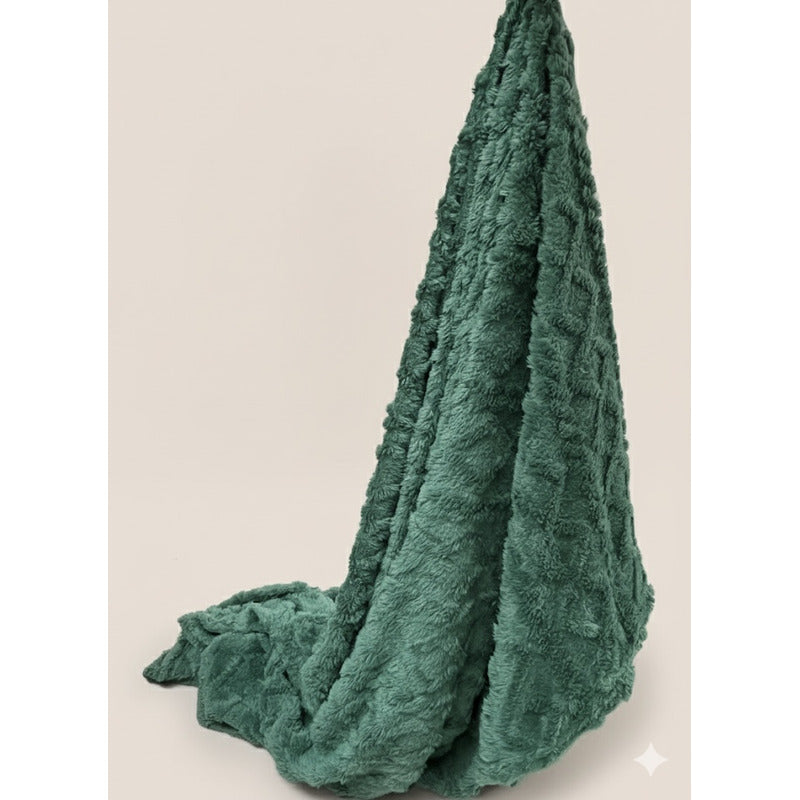 Frazada Leonora Matrimonial Extra-suave Grabado Hd Acogedora Cadena Verde Verde Oscuro
