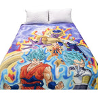 Frazada Matrimonial Super Suave Y Calientita Goku Dragon Ball Fuego Violeta Oscuro