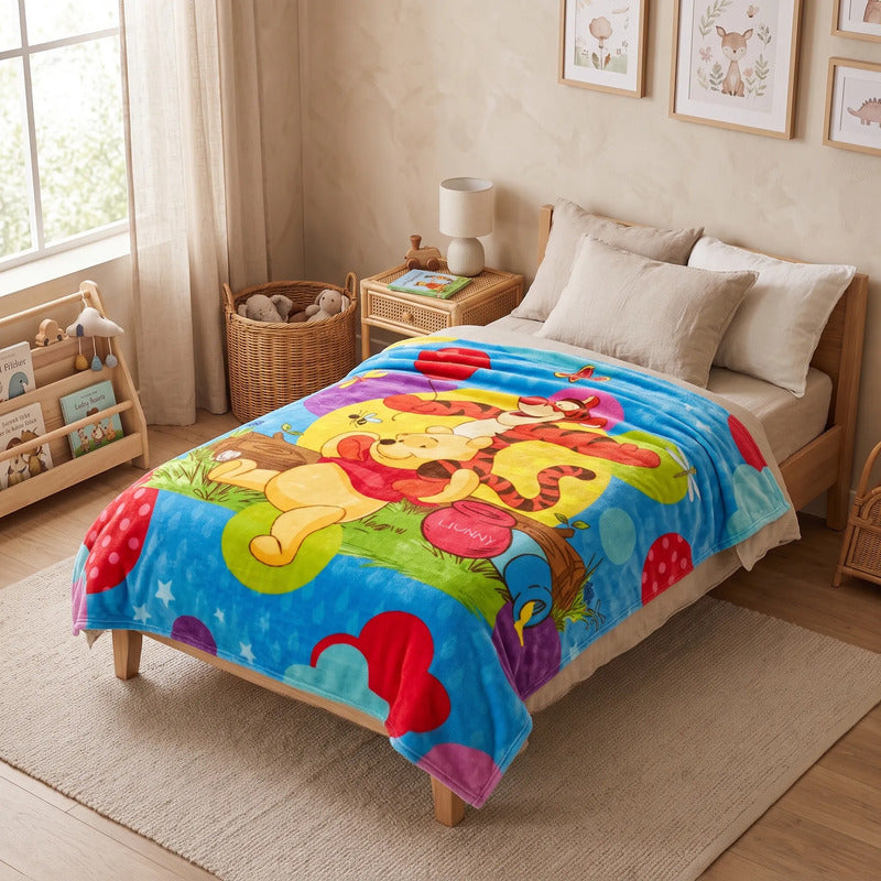 Frazada Providencia Matrimonial De Winnie The Pooh Suavecita Winnie The Pooh 780 G Azul Claro