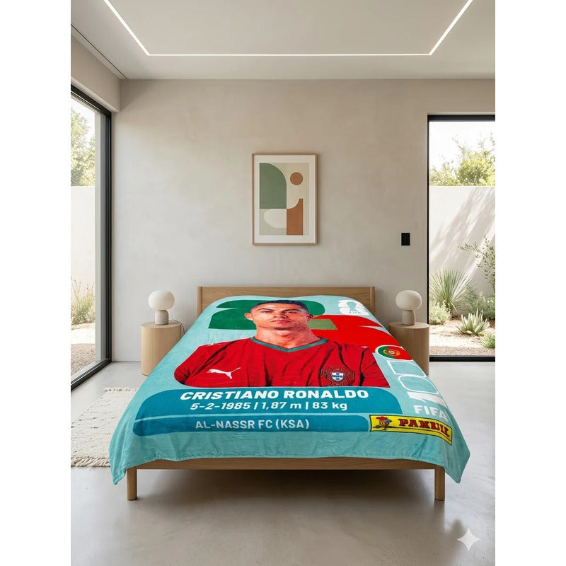 Frazada Providencia De Cr7 Panini Super Calientita Y Suave Cr7 Panini 700 G Turquesa