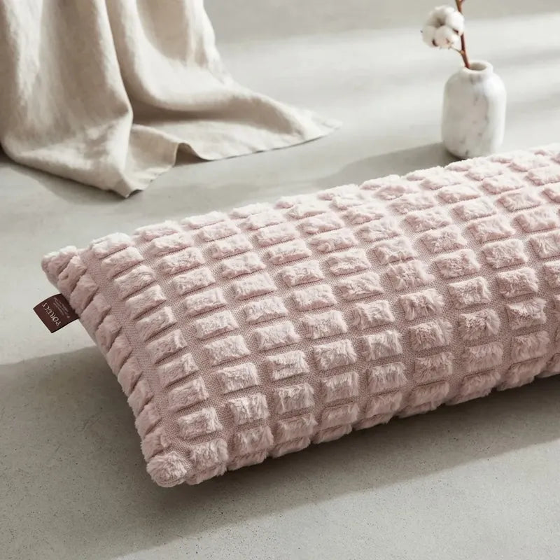 Almohada Providencia Super Jumbo Piel Jacquard Suave Rosa Pálido