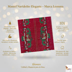 Mantel Navideño Leonora Rectangular 150x250 De Alta Calidad. Bordó Velitas Navideñas
