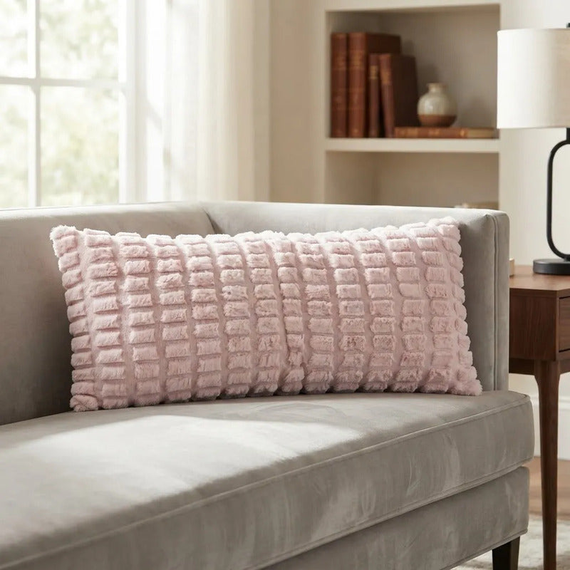 Almohada Providencia Super Jumbo Piel Jacquard Suave Rosa Pálido