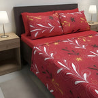 Juego De Sabanas 6 Piezas Tacto Bambu Premium Quality Rojo Jardín Rojo