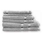 Juego De Toallas De Microfibra  Premium Absorbentes Y Suaves Plateado Cuerpo-manos Y Facial Gris Claro Lisa