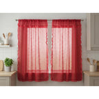 Juego De Cortinas 2 Paneles 2.50x1.95 De Ventana Transparent Rojo