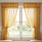 Juego De Cortinas 2 Paneles 2.50x1.95 De Ventana Transparent Oro