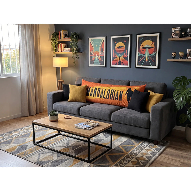 Almohada Providencia Super Jumbo The Mandalorian Doble Vista Naranja