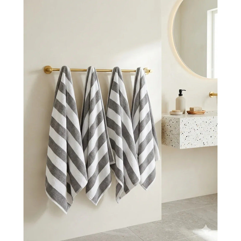 Set 4 Toallas Premium Super Absorbentes 100% Algodón Tamaño Gris Grande, Máxima Absorción Y Suavidad Superior