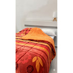 Cobertor Borrega Amanecer | Matrimonial, Suave Y Acolchado Dinosaurio Azul Naranja Oscuro