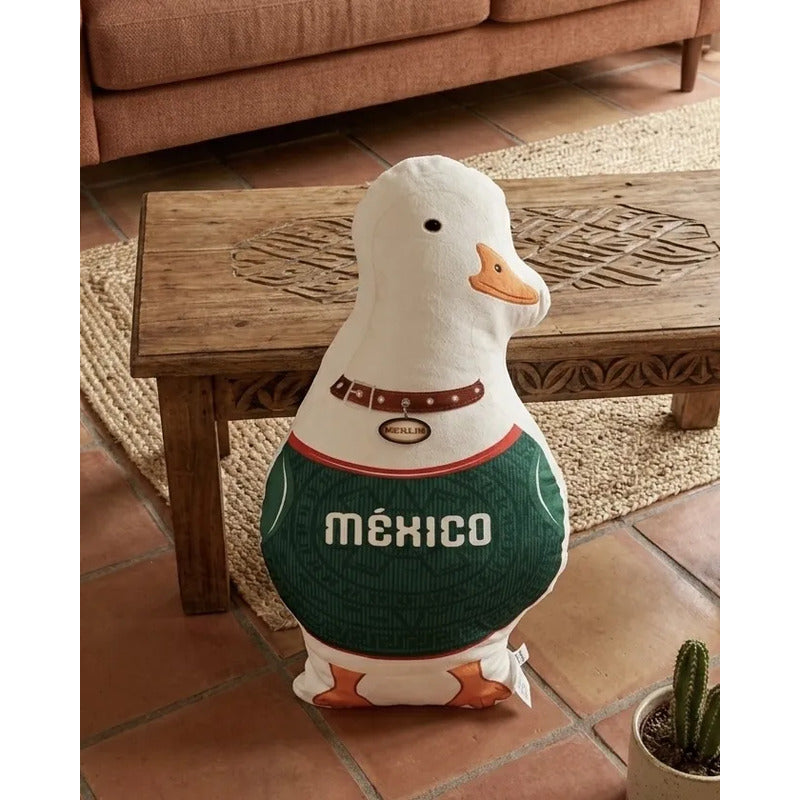 Almohada Providencia Pato Merlin Mundialista Esponjosa Blanco