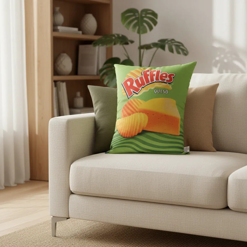 Almohada Ruffles Providencia Grande Super Suave Y Esponjoso Verde Lima