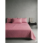 Sábana King  Bramante Cajón Amplio 100% Algodón Super Suave Rosa Chicle Cuadro Espiral Rosa