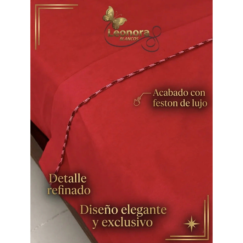 Juego De Sábanas Matrimonial Algodón Percal 144 Hilos-fresca Rojo Lisa Suave Y Transpirable De Calidad Premium