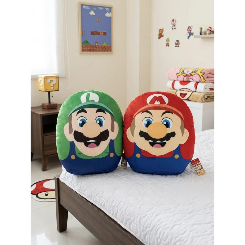 Almohada Providencia Abrazable Pack Mario Bros Y Luigi Suave Azul Marino