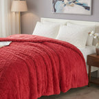 Frazada Leonora Matrimonial Extra-suave Grabado Hd Acogedora Cadena Roja Rojo