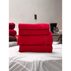 Juego De Sabanas King Size Leonora Percal Algodón 144h Lisas Rojo Rojo Liso