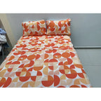 Juego De Sabana Matrimonial 100% Algodón Suaves Y Frescas Coral Circular Naranja