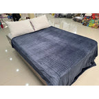 Cobertor Frazada Matrimonial Ligera Super Suave Y Calientita Cuadros 700 G Azul Oscuro