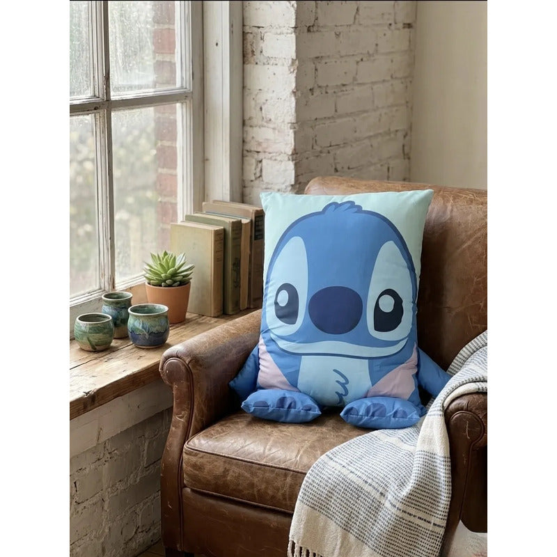 Almohada Suave Decorativa Sonic - Stitch Varios Modelos Azul Acero
