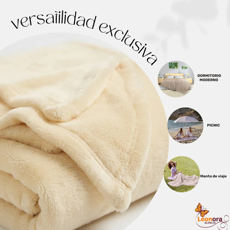 Cobertor Frazada Matrimonial Textura Durazno Lisa Calientita Beige Lisa 700 G Beige