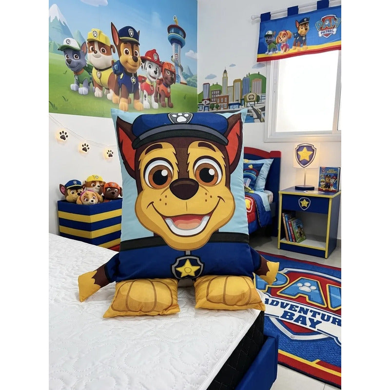 Almohada Providencia Decorativa Feliz De Paw Patrol / Ryder Azul
