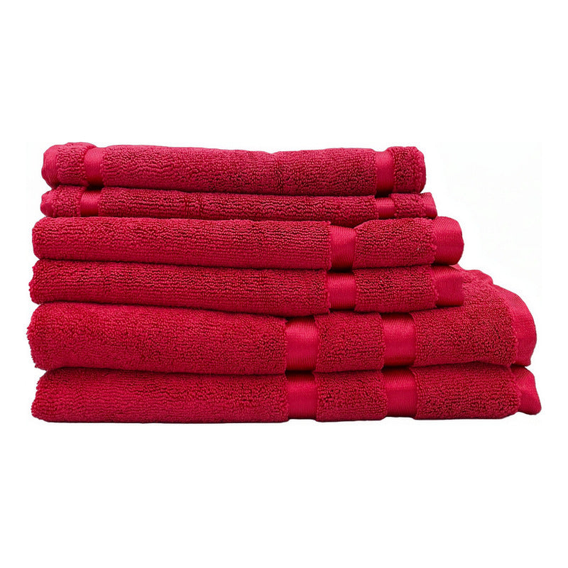 Juego De Toallas De Microfibra  Premium Absorbentes Y Suaves Rojo Cuerpo-manos Y Facial Roja Lisa