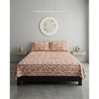 Juego De Sabanas Franela Mariol 100% Algodón Matrimonial Coral Claro Floresta Naranja