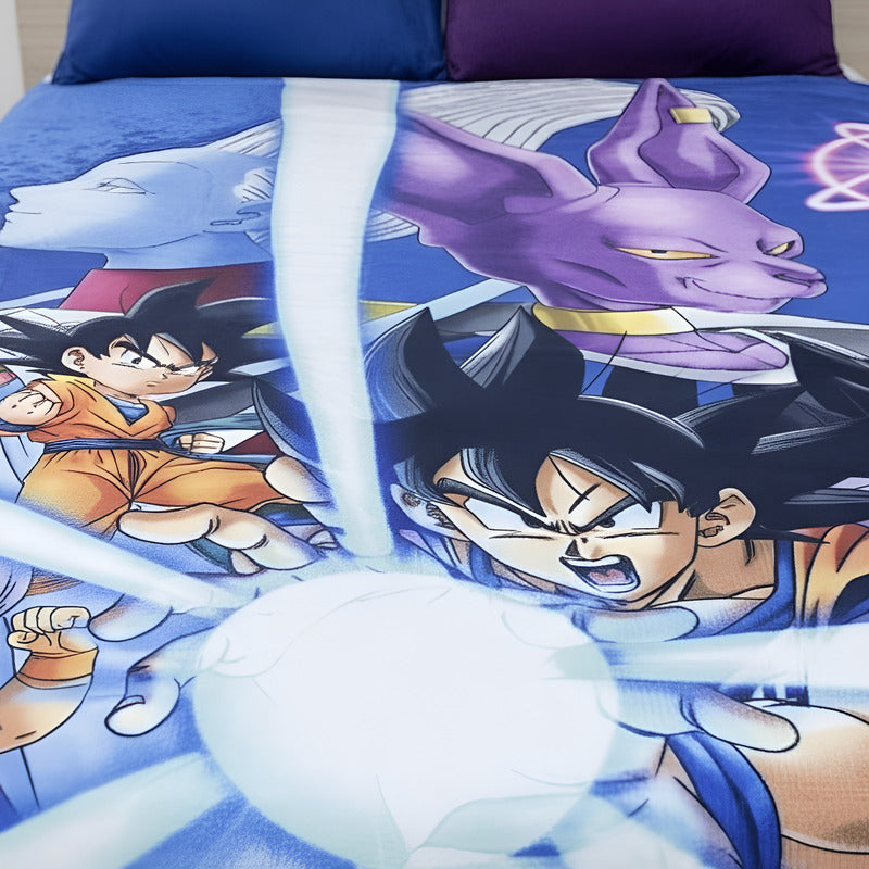 Frazada Matrimonial Super Suave Y Calientita Goku Dragon Ball Superrr Violeta Oscuro