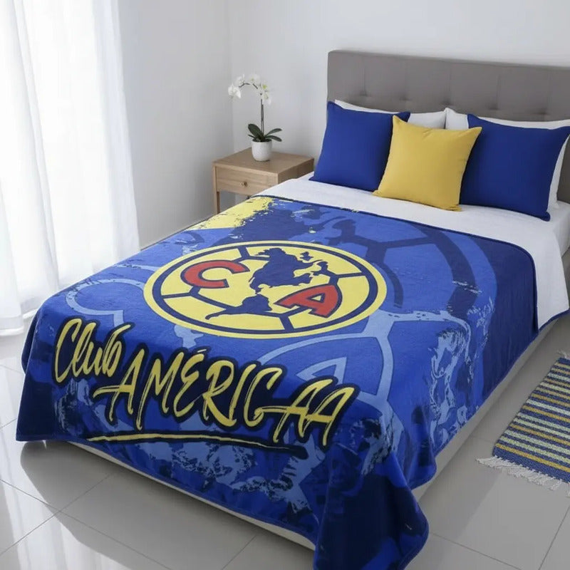 Frazada Providencia De Equipos Matrimonial Super Calientita América Escudo Azul Acero